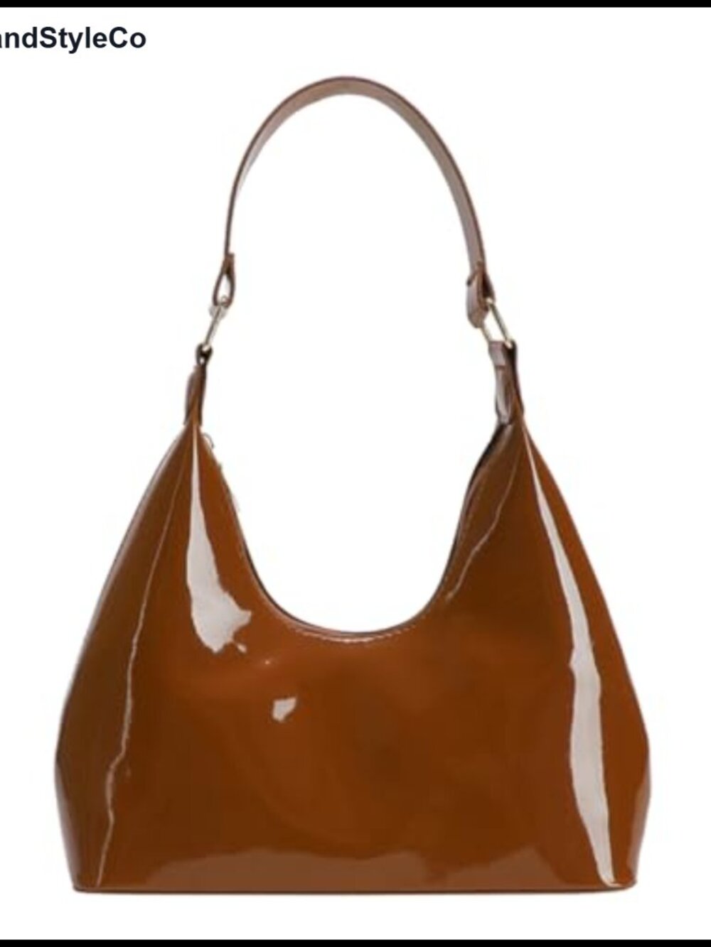 Patent Leather Crescent Hobo Shoulder Bag Small Going Out Tote Satchel Purse